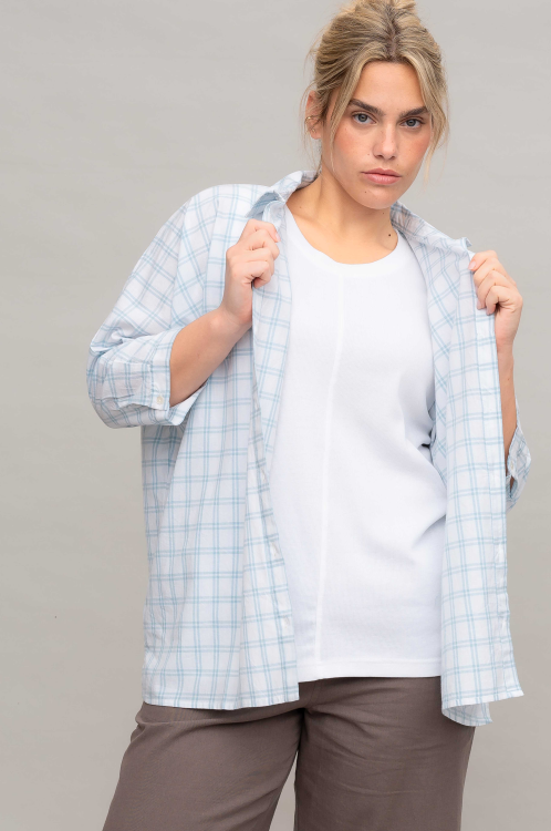 חולצת Vision - משבצות תכלת