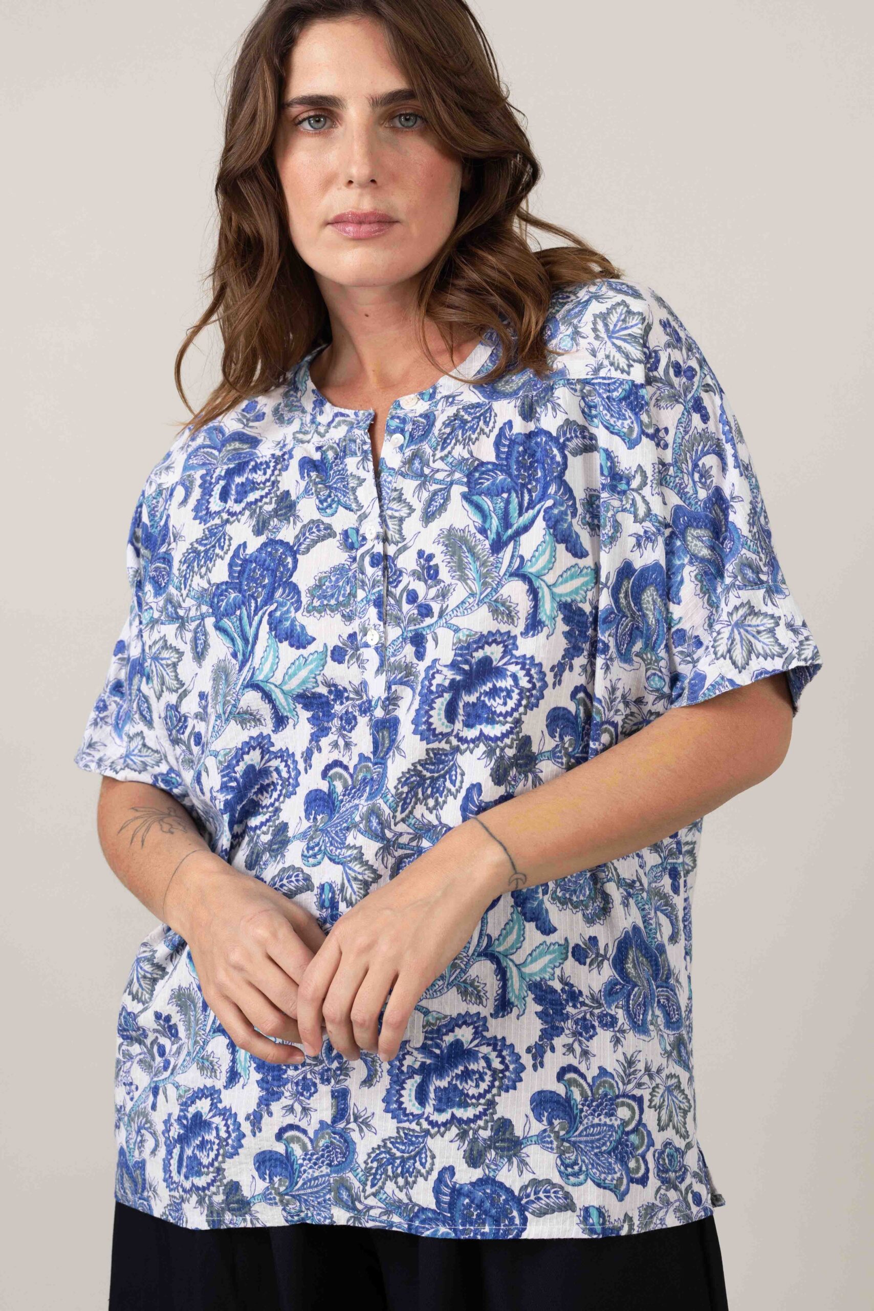 חולצת אלמנט - תיפורים כחול