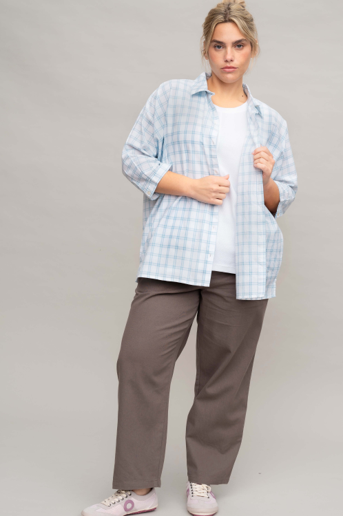 חולצת Vision - משבצות תכלת – תמונה 2