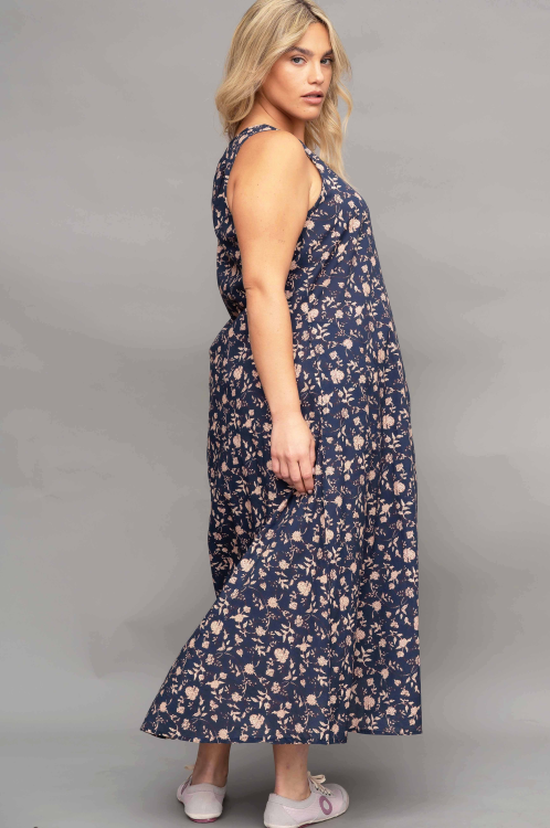 שמלת למברוסקו - פרחים נייבי