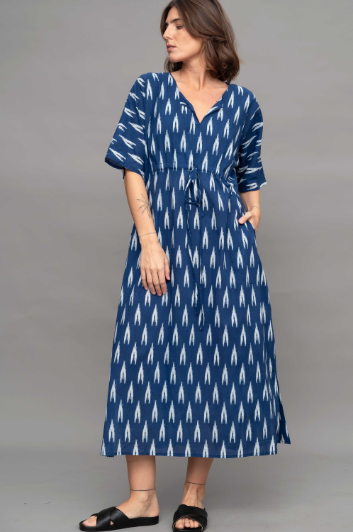 שמלת פנתיאון - נייבי מודפס – תמונה 3