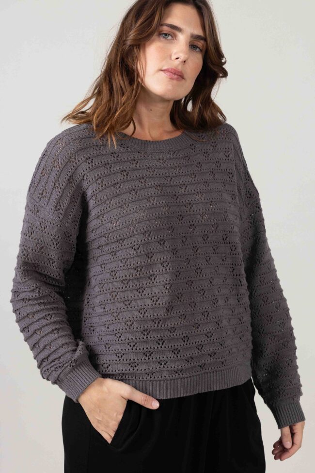 Alternative view of סריג Perla - אפור כהה