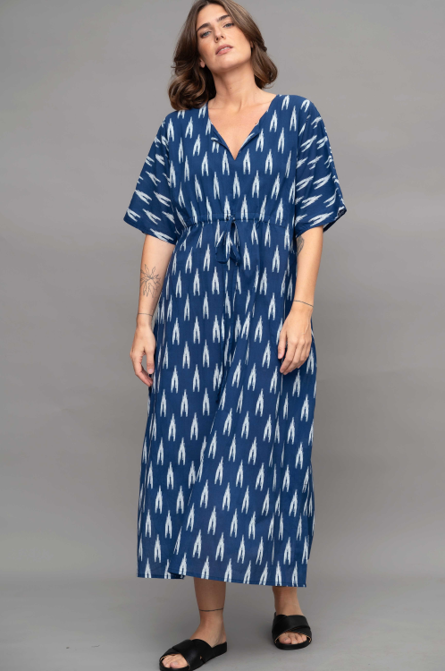 שמלת פנתיאון - נייבי מודפס – תמונה 6