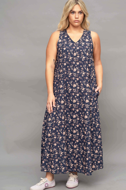 שמלת למברוסקו - פרחים נייבי – תמונה 3