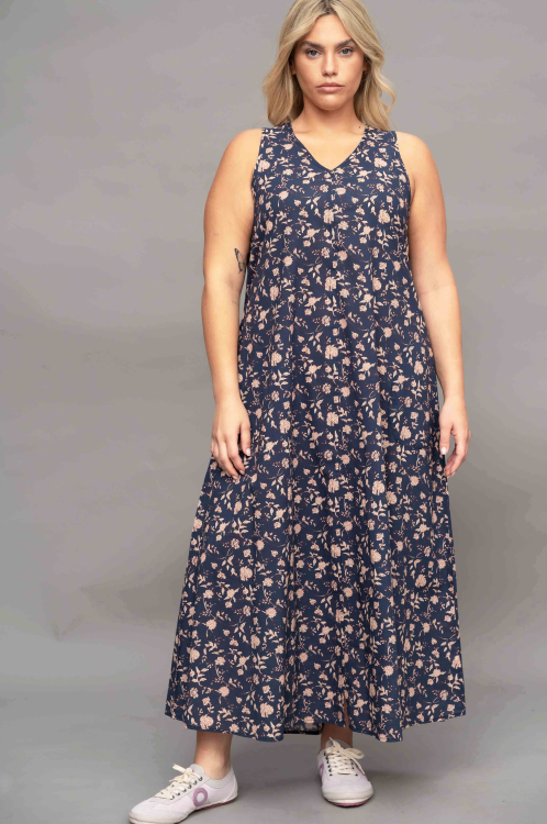 שמלת למברוסקו - פרחים נייבי – תמונה 4