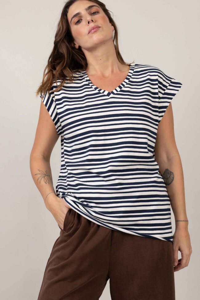 Alternative view of חולצת Candy - פסים נייבי