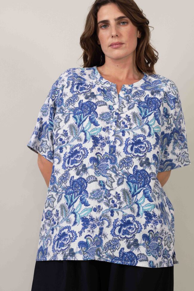 Alternative view of חולצת אלמנט - תיפורים כחול