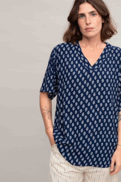 Alternative view of חולצת פקאן - פייזלי כחול